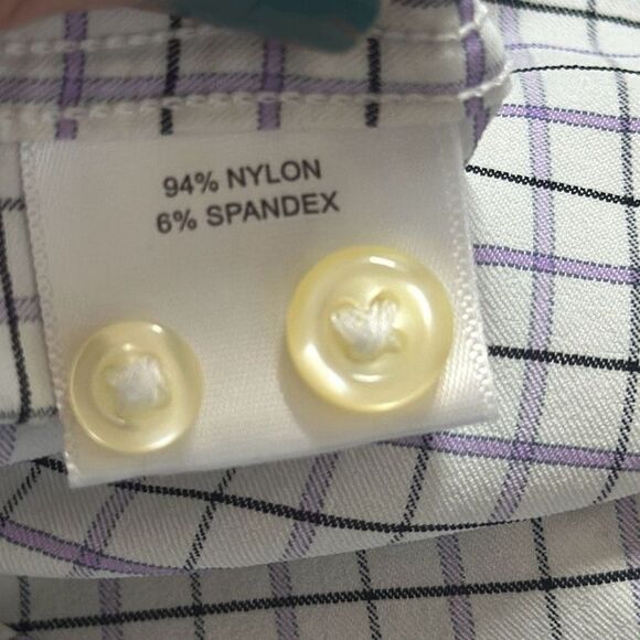 Peter Millar Summer Comfort Mens Long Sleeve Purple Gray Checkered size L Large - Picture 7 of 9